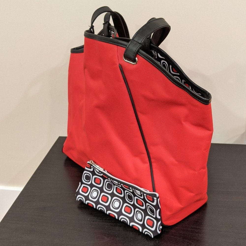 Fire Engine Red Mid-Sized Shoulder Tote Bag Purse